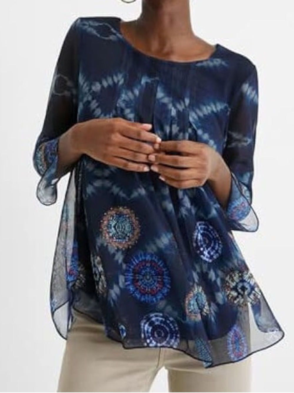 Desigual Le Mans Mesh Flowy Blouse size XL - Picture 1 of 11